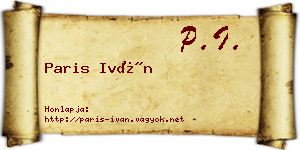 Paris Iván névjegykártya